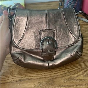 Coach tan/greenish crossbody bag